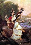 Raja Ravi Varma Goddess Saraswathi oil on canvas